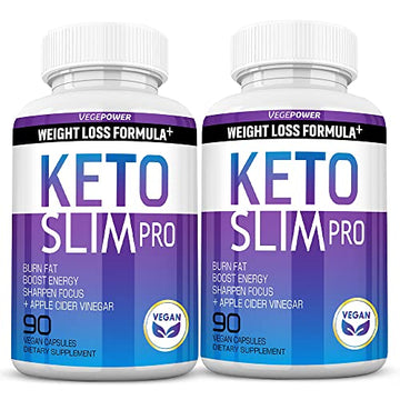 VEGEPOWER Keto Fast Diet Pills- Ketone Slim Pro 180 Capsules-Apple Cider Vinegar