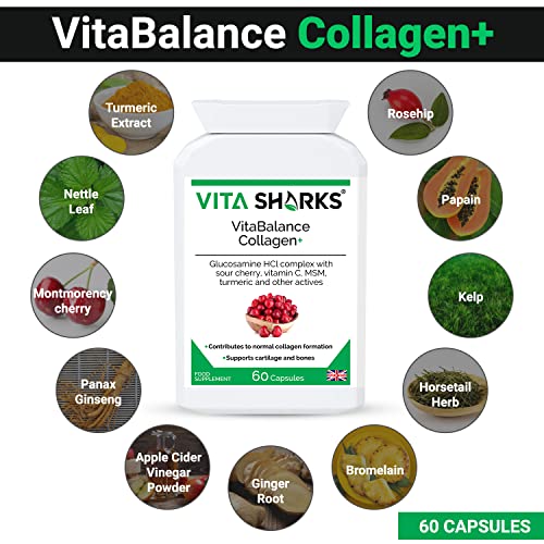 VitaBalance Collagen+ 60 Capsules for Skin, Hair, Nails, Joints & Connective Tissue Vita Sharks