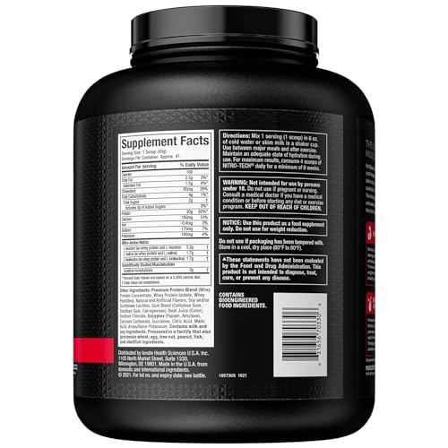 Whey Protein Powder, MuscleTech Nitro-Tech Whey Protein Isolate & Peptides, Protein MuscleTech