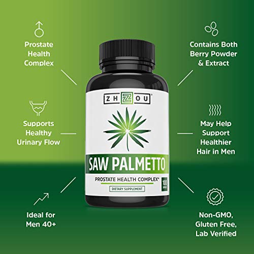Zhou Nutrition Saw Palmetto Extract 500 mg, Prostate Health, Urinary Tract Support, DHT Zhou Nutrition