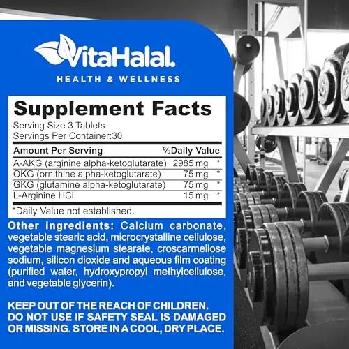 VitaHalal Nitric Oxide Supplement - Powerful Nitric Oxide Booster for Men to Support Blood Pressure, Healthy Blood Flow, Supplement for Men - Natural Energy Boost, L-Arginine Non-GMO Capsules