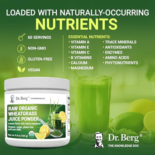 Dr. Berg USDA Certified Organic Green Powder Superfood (60 Servings) - Made with Raw Dr. Berg Nutritionals