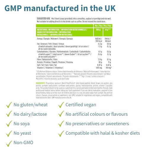 Vegan Collagen Powder, Plant-Based Peptide Protein Supplement with Glycine, 21 Amino Acids & Vitamin C, Complete Collagen Igennus Healthcare Nutrition