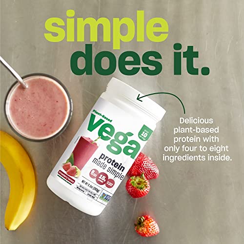 Vega Protein Made Simple Protein Powder, Strawberry Banana - Stevia Free, Vegan Vega