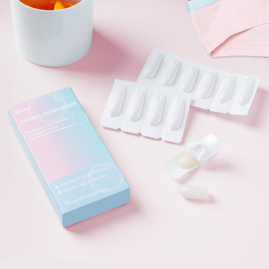 vetrue Intimate Moisturizer, Vaginal Suppository for Dryness & Discomfort, Feminine Long Lasting