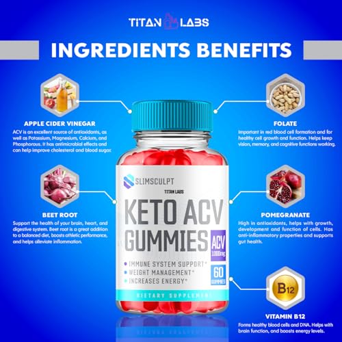 (3 Pack) Slimsculpt Keto ACV Gummies, Slim Sculpt Keto ACV Gummies Advanced Weight Loss 1000MG Titan Labs