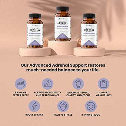 Adrenal Support for Women & Men – Cortisol Manager – Natural Stress Relief Supplement BeautiBe