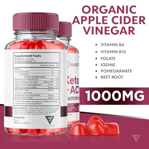 (2 Pack) Total Fit Keto ACV Gummies Advanced Apple Cider Vinegar Supplement Reviews Fyvus