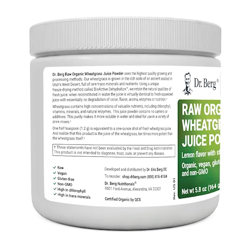 Dr. Berg USDA Certified Organic Green Powder Superfood (60 Servings) - Made with Raw Dr. Berg Nutritionals