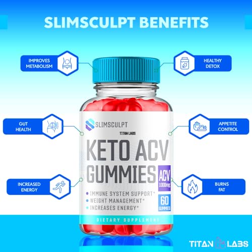 (3 Pack) Slimsculpt Keto ACV Gummies, Slim Sculpt Keto ACV Gummies Advanced Weight Loss 1000MG Titan Labs