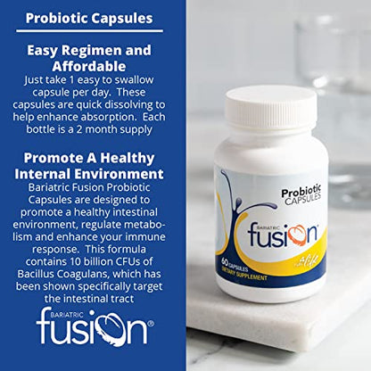 Bariatric Fusion Probiotic Capsule | Easy to Swallow Bariatric Vitamin | 10 Billion CFU Bariatric Fusion