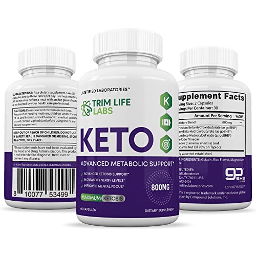(5 Pack) Trim Life Labs Keto Pills Includes Apple Cider Vinegar Patented goBHB® Exogenou Justified Laboratories
