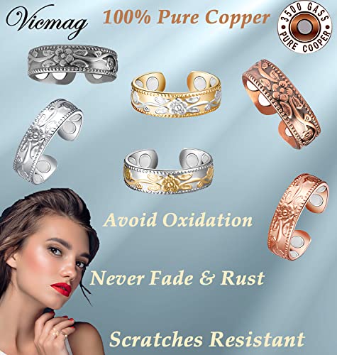 Vicmag Copper Magnetic Ring for Women, Lymphatic Drainage Ring Ladies Fingers Thumb Vicmag