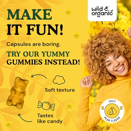 Wild & Organic Mullein Gummies - Daily Dietary Supplement for Respiratory, Digestive Wild & Organic
