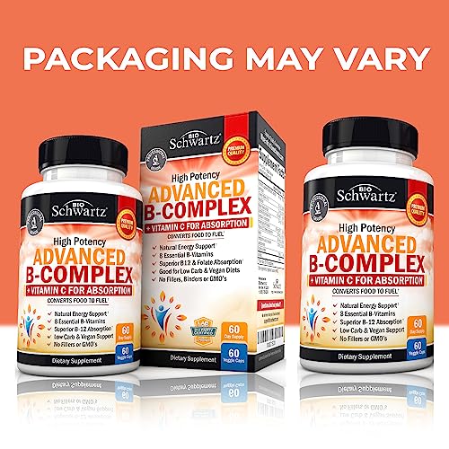 Vitamin B Complex with Vitamin C for Maximum Absorption - Methylcobalamin b12 BioSchwartz