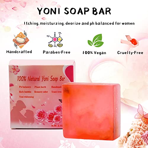Yoni Soap Bars Vaginal Wash & Natural Yoni Oil Set Of 3, Ph Balance Eliminates Odor for Women Wovarkie