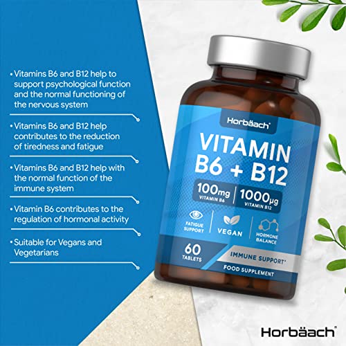 Vitamin B6 and B12 Tablets High Strength | 60 Count | with 100mg of Vitamin B6 Horbäach