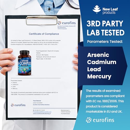 Vitamin B Complex - 365 Small Tablets (One Year Supply) High Strength All 8 B Vitamins NEW LEAF PRODUCTS