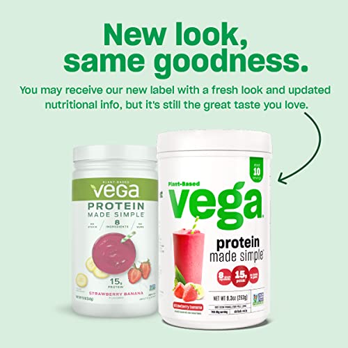 Vega Protein Made Simple Protein Powder, Strawberry Banana - Stevia Free, Vegan Vega