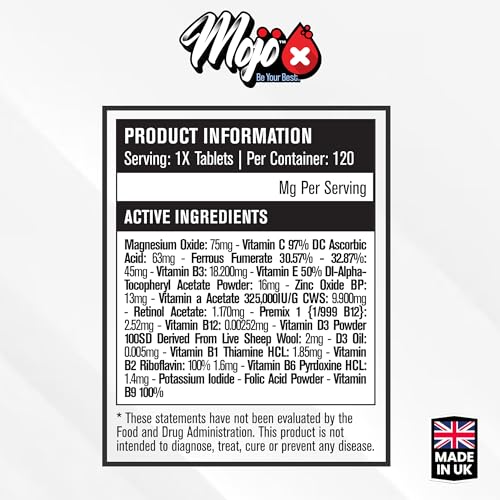 𝗠𝗢𝗝𝗢™ 𝗠𝘂𝗹𝘁𝗶-𝗩𝗜𝗧 - 𝟭𝟮𝟬𝘅 '𝗢𝗻𝗲 𝗮 𝗗𝗮𝘆' 𝗠𝘂𝗹𝘁𝗶-𝗩𝗶𝘁𝗮𝗺𝗶𝗻 & Minerals for Women Men - Enhance Mojo