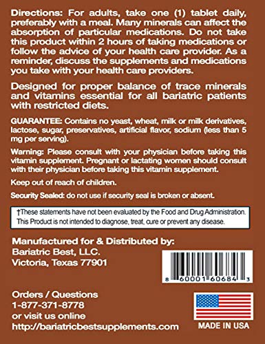 Bariatric Best Multivitamin Tablets – for Post-Bariatric Surgery, Gastric Bypass & Sleeve Bariatric Best Supplements