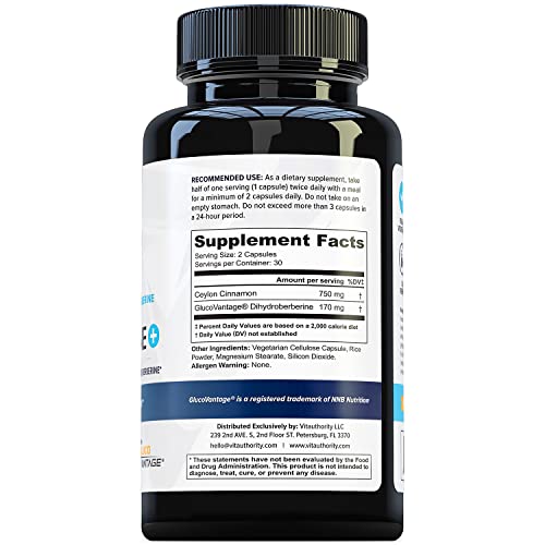 Vitauthority Extra Strength Berberine with Ceylon Cinnamon High Absorption