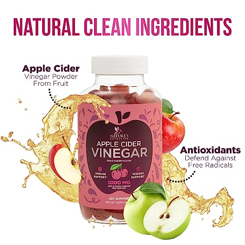 Vegan Apple Cider Vinegar Gummies | Max Strength 1000mg | Gelatin-Free, Vegan, Non-GMO Nature's Nutrition