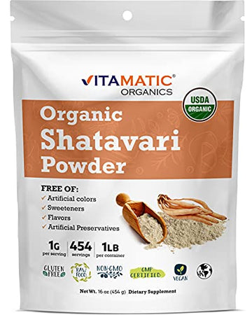 Vitamatic Certified USDA Organic Shatavari Powder 1 Pound (16 Ounce)