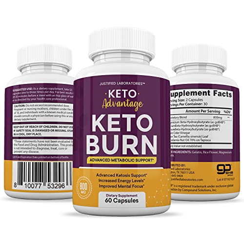 (2 Pack) Keto Advantage Keto Burn Pills Includes Apple Cider Vinegar goBHB Exogenous Justified Laboratories