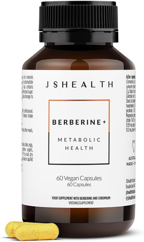 JSHealth Vitamins Berberine+ Formula — Berberine Supplement for Metabolic Health — Vegan, Gluten-Free & Non-GMO. (60 Tablets) JSHealth