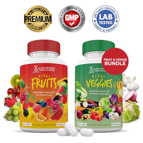 (4 Pack) Vital Fruits and Veggies Supplement Whole Food Red & Green Superfoods Justified Laboratories