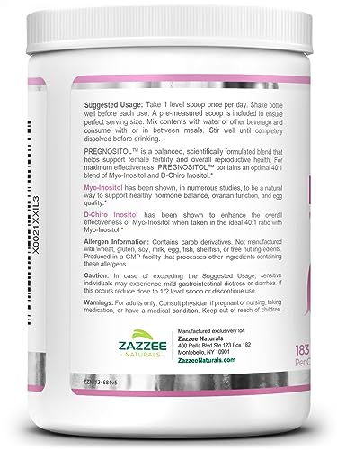 Zazzee PREGNOSITOL Powder, 183 Servings, 6 Month Supply, Premium Myo-Inositol 