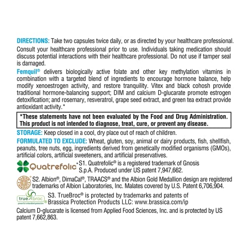 XYMOGEN Femquil - Supports Healthy Hormone Balance for Women with Folate, Calcium D-glucarate XYMOGEN