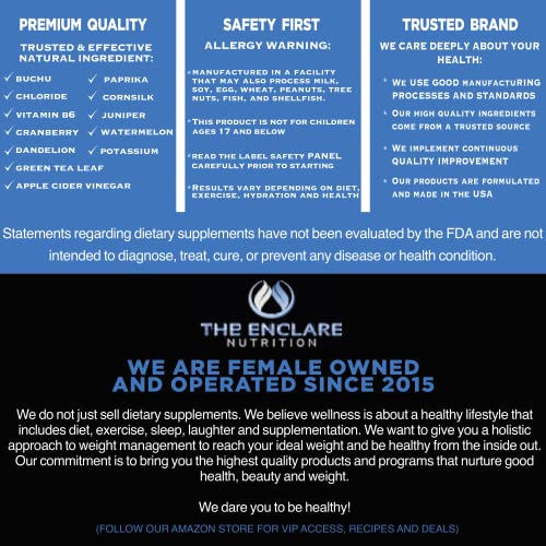 Water Pills Diuretic Water Retention, Liver Detox, Kidney Cleanse, Weight, Swelling THE ENCLARE NUTRITION