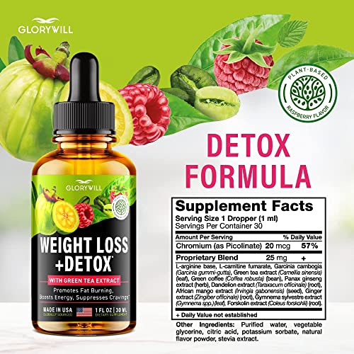 Weight Loss Drops Natural Detox Made in USA - Diet Drops for Fat Loss - Effective Appetite FQQF