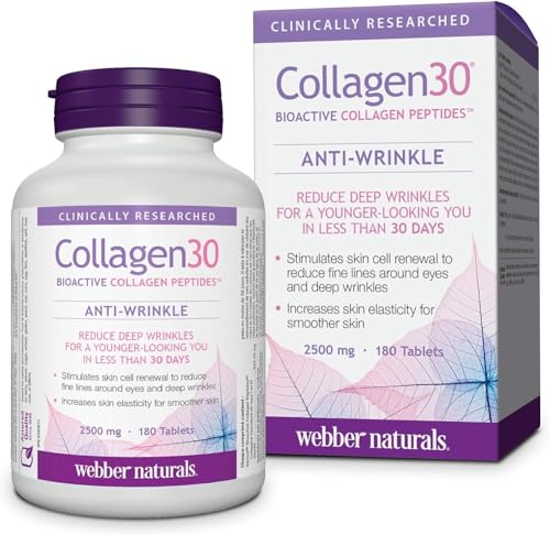 Webber Naturals Collagen30® Bioactive Collagen Peptides 2500 mg 180 Tablets Webber Naturals