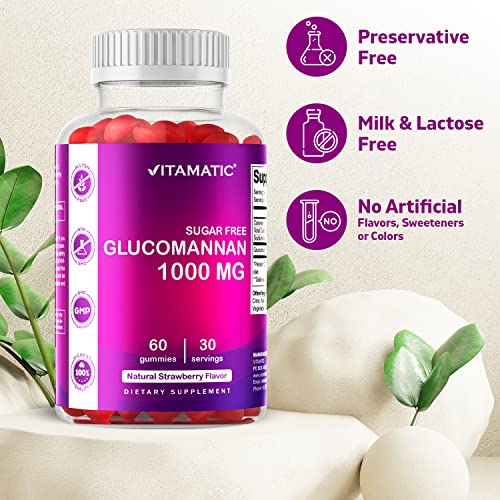 Vitamatic Sugar Free Glucomannan Gummies (Amorphophallus Konjac Root) - 1000mg per Vitamatic