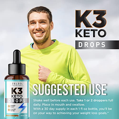 (3 Pack) K3 Keto Drops for Weight Loss - Fat Burner & Metabolism Booster | Advanced Keto
