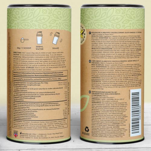 Vegan Protein Powder - Vanilla Flavour - Plant-Based High Protein Powder - 25g Protein per 36g Serving Nutravita