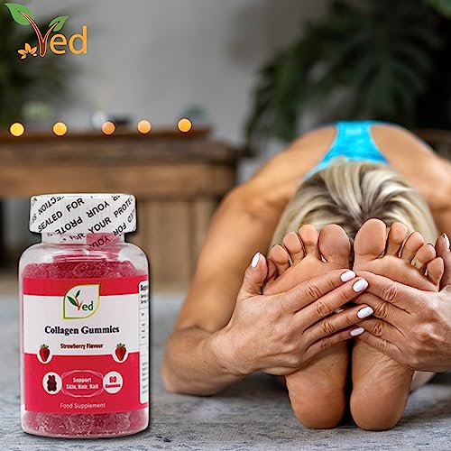 Ved Collagen Gummies; Chew Gummies Strawberry Flavour, Raw Unfiltered Collagen Gummies Ved