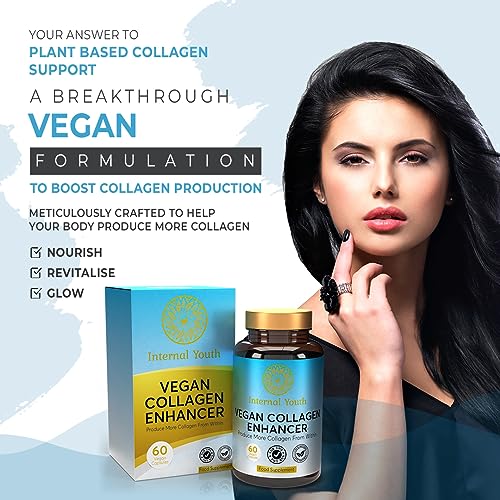 Vegan Collagen Supplement for Women & Men - 60 Advanced Collagen Booster Tablets Internal Youth