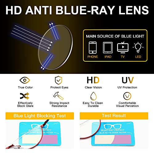 Yiwaeye 3 Pack Half Moon Reading Glasses Anti Blue Light UV, Half Frame Semi Lens Slim Yiwaeye