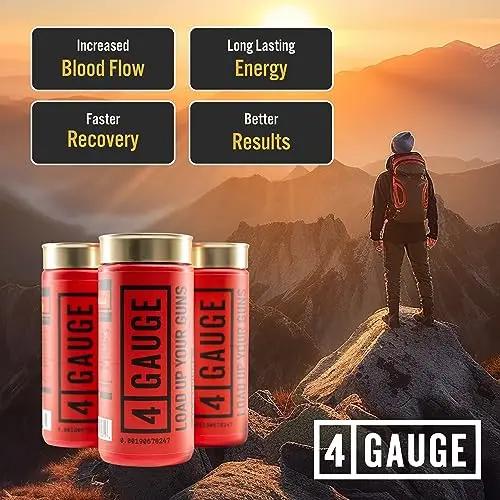 4 Gauge Natural Preworkout Without The Jitters | 30 Servings | Nitric Oxide Booster 4 Gauge