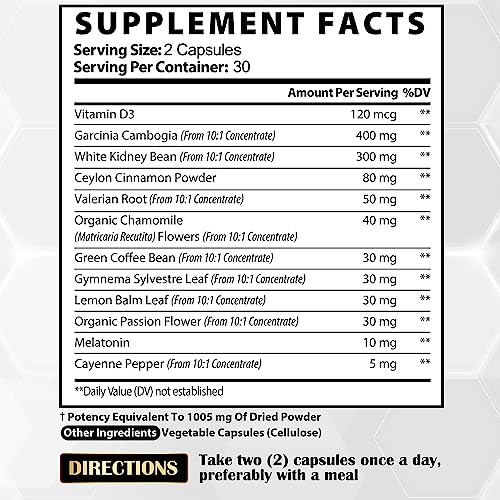 12in1 Night Time Fat Burner for Women - VitaminD.3, Garcinia Cambogia, White Kidney Bean Satoomi