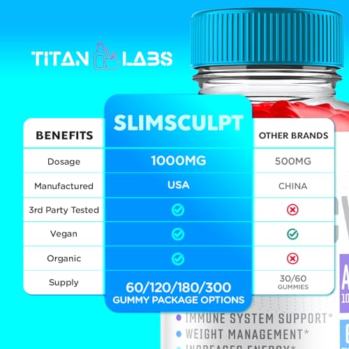 (2 Pack) Slimsculpt Keto ACV Gummies, Slim Sculpt Keto ACV Gummies Advanced Weight Loss 1000MG Titan Labs