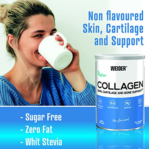 Weider Collagen. With Hyaluronic Acid, Magnesium and Vitamin C. 100% Peptan. Zero fat. Sugar zero. Keto. Weider