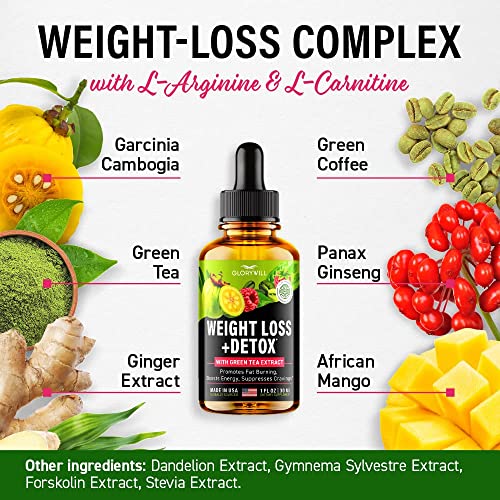 Weight Loss Drops Natural Detox Made in USA - Diet Drops for Fat Loss - Effective Appetite FQQF