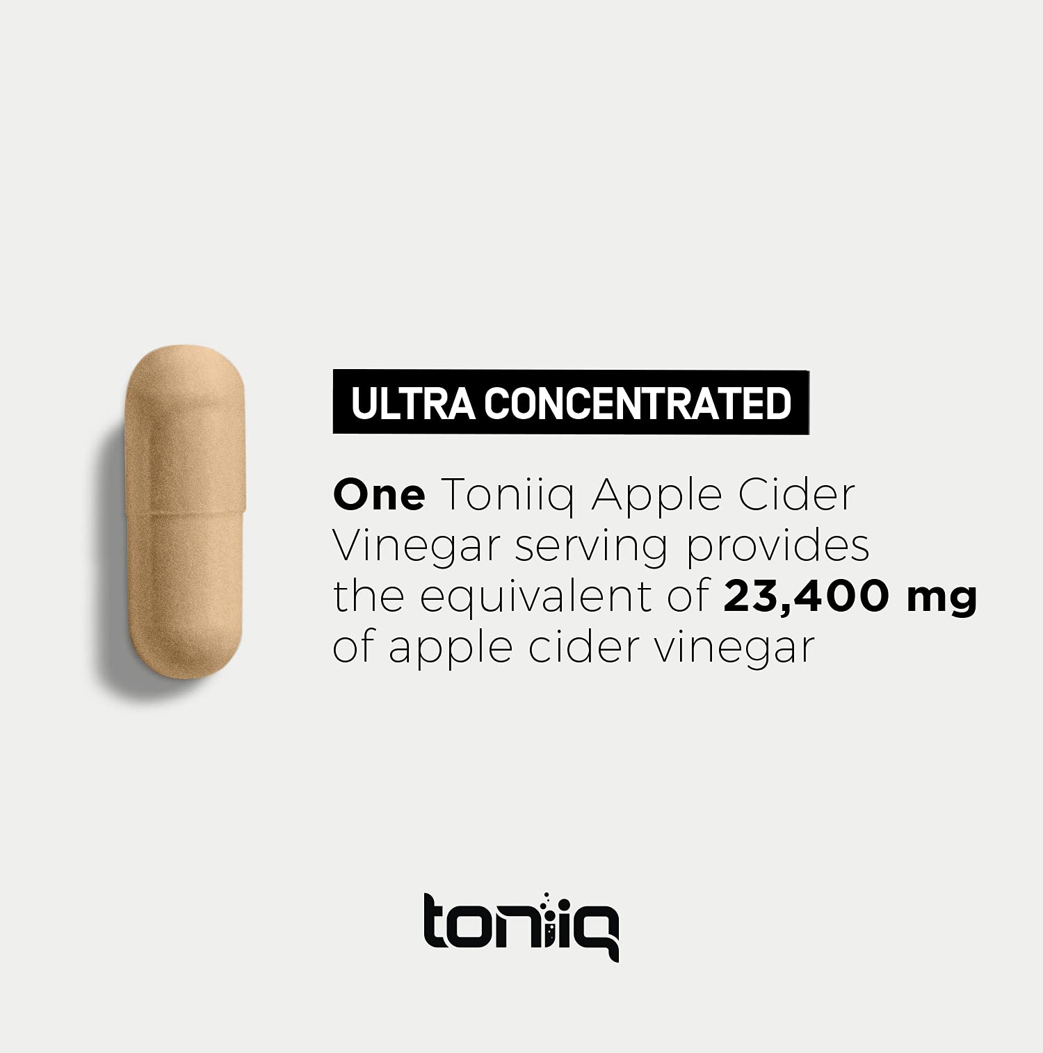 Toniiq 20% Acetic Acid Ultra High Strength Non-GMO Apple Cider Vinegar Capsules Toniiq
